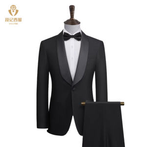 Costumes de Marié de Qualité Supérieure pour Hommes – Choix Idéal – <span class=keywords><strong>Costume</strong></span> Noir TR à Revers Châle Coupe Slim 3 Pièces pour Hommes - Product Image 1