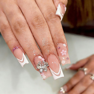 <span class=keywords><strong>Faux</strong></span> ongles <span class=keywords><strong>de</strong></span> luxe faits à la main, forme amande moyenne, à presser, motif écossais rouge, nœud, cœur cerise, strass, style Coquette, réutilisables, en gel UV - Product Image 6