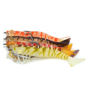 TAKEDO LV01 Esca Morbida a Forma di Gamberetto 120mm 17g con Amo VMC 5/0, Esca in TPR <span class=keywords><strong>per</strong></span> Pesca al Branzino, Esca Artificiale Morbida - Product Image 1