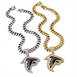 Atlanta <span class=keywords><strong>Falcons</strong></span> Colgante Collares Geométrico Diamante Tachonado Oro Cadena Cubana Moda Punk Hip-hop Aleación para Fiestas - Product Image 1