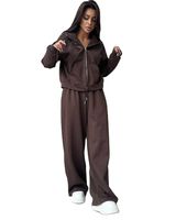 Ensemble jogging décontracté 2 pièces pour femme – Sweat à capuche et pantalon oversize en tissu éponge 100 % coton, respirant, écologique et anti-boulochage