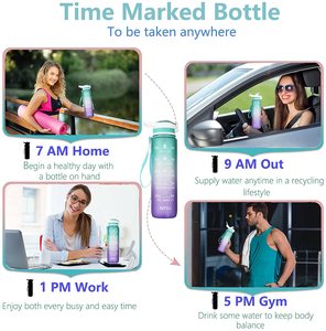 Bouteille d'eau en plastique portable <span class=keywords><strong>de</strong></span> bonne qualité, bouteille avec grande capacité <span class=keywords><strong>de</strong></span> 1000ml 32oz pour peinture <span class=keywords><strong>à</strong></span> dégradé, vente en gros, nouvelle collection - Product Image 6