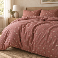 Parure de lit 3 pièces en gaze double 100 % coton à motif floral Ditsy Rose pour la maison
