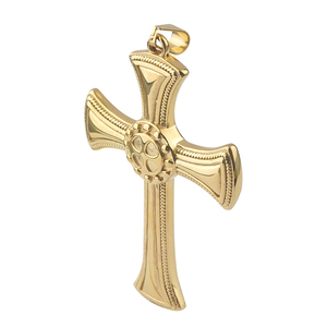 เครื่องประดับใหม่มาแรง จี้กางเขนศาสนาเคลือบทอง 18K  วัสดุสแตนเลส ดีไซน์เรียบง่าย จี้กางเขนขนาดใหญ่ - Product Image 6