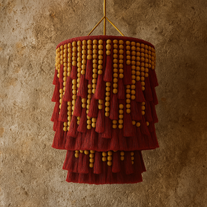 B2BArt Macram contemporain en fibre d'art pour chambre d'amis fournit un abat-jour <span class=keywords><strong>de</strong></span> source durable avec long gland et acoustique - Product Image 6