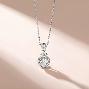 Collar con Colgante en Forma de Corazón de Plata de Ley 925, Chapado en Rodio, con Circonita, Joyería Moderna para Mujer, Fiesta de Compromiso - Product Image 5