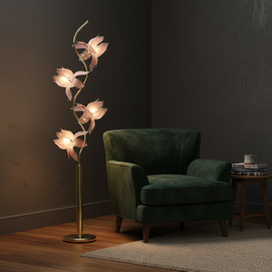 <span class=keywords><strong>Lampadaire</strong></span> LED moderne Lotus en fer et verre, design floral, le plus vendu, idéal pour salon, chambre, lecture, bureau, personnalisable - Product Image 2