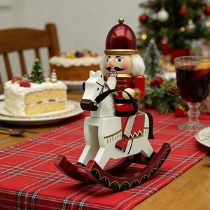 Figurine de soldat <span class=keywords><strong>casse</strong></span>-noisette de Noël en bois de 28 cm, cheval à bascule, statuette décorative pour la maison, le bureau, cadeau de fêtes, vente en gros - Product Image 4