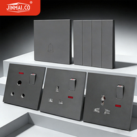 Interruptor de pared gris mate, venta directa, interruptor de timbre británico para Reino Unido y Sudáfrica, toma de corriente eléctrica de panel de 13A 15A, enchufes de pared