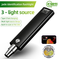 Ensemble de lampes de poche UV en jade, double longueur d'onde 365nm/395nm, testeur de gemmes et de diamants, coffret cadeau, batterie rechargeable en acier inoxydable