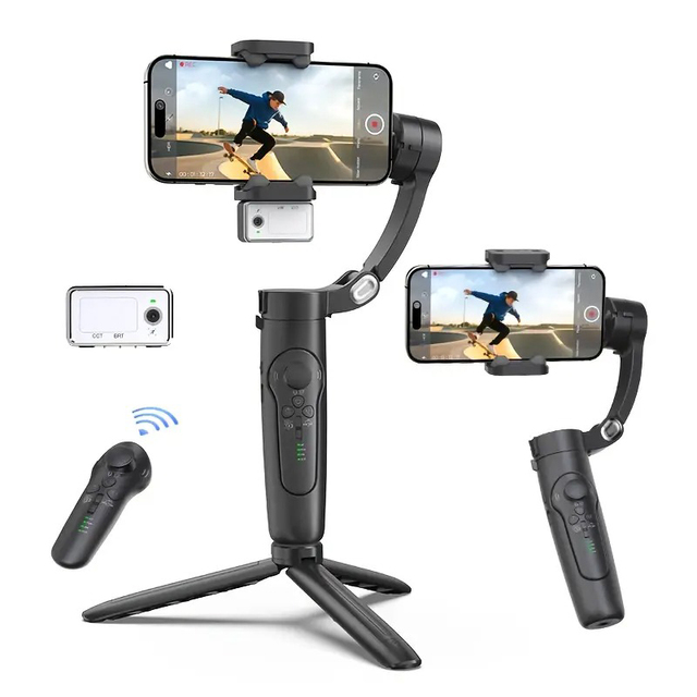 Portable Foldable 3-Axis Phone Gimbal Magnetic AI Active Tracker Wireless Remote Control Vlogging Stabilizer for Mobile Devices