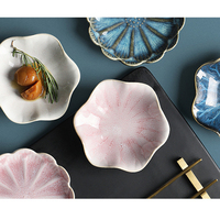Plateau en céramique jetable écologique en forme de fleur de cerisier, motif végétal, design dernier cri, plat à sauce soja en porcelaine