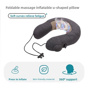 Oreiller de <span class=keywords><strong>massage</strong></span> cervical électrique gonflable et pliable en forme de U pour soulager les douleurs au cou et aux épaules, idéal pour la maison et les voyages - Product Image 5