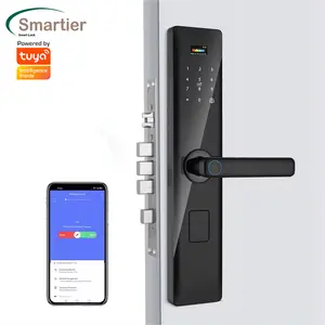 Smartier apartemen kunci pintu pintar, kunci pintu pintar keamanan biometrik kontrol aplikasi Tuya masuk tanpa kunci kata sandi Digital ruang rumah