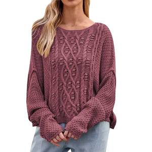 Pull en tricot torsadé surdimensionné et écologique pour femme, grande taille, texturé, confortable, look rustique d'hiver, idéal pour le week-end - Product Image 5