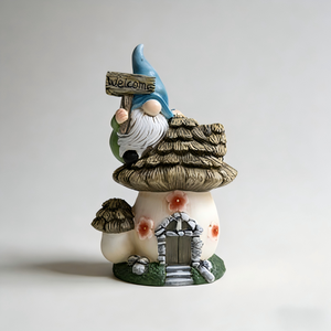Encantadora Estatua <span class=keywords><strong>de</strong></span> Gnomo en una Casa <span class=keywords><strong>de</strong></span> Champiñones - Adorno Pintado a Mano - Product Image 4