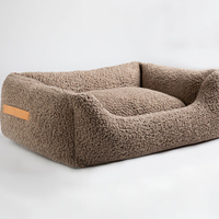 Nouveau Design Moderne Lit pour Chien, Mode Luxe Tissu Bouclé Laine pour Animaux de Compagnie, Lit Chien Chat avec Poignée en PU