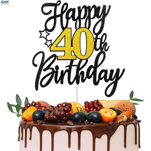 Adornos para Pastel de <span class=keywords><strong>Cumpleaños</strong></span> Número <span class=keywords><strong>19</strong></span>, Reutilizables, Lindos, Negros y Dorados con Brillantina, Ecológicos, para Fiestas de <span class=keywords><strong>Cumpleaños</strong></span> y Aniversarios - Product Image 6