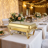 Hochwertiges 9L Edelstahl Chafing Dish Buffet-Set mit Brennstoffbehälter, goldener, bodenstehender Speisenwärmer für Restaurant- und Hotelservice