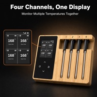 Termometer Daging Digital Nirkabel Bluetooth 4 Probe Monitor Suhu Panggangan BBQ Sensor Memasak Makanan Dapur Pintar Logam
