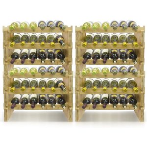 Estante para Botellas de Vino de Bambú Apilable para 6 Botellas, Diseño Rectangular Minimalista, Almacenamiento para Bar en Casa - Product Image 5