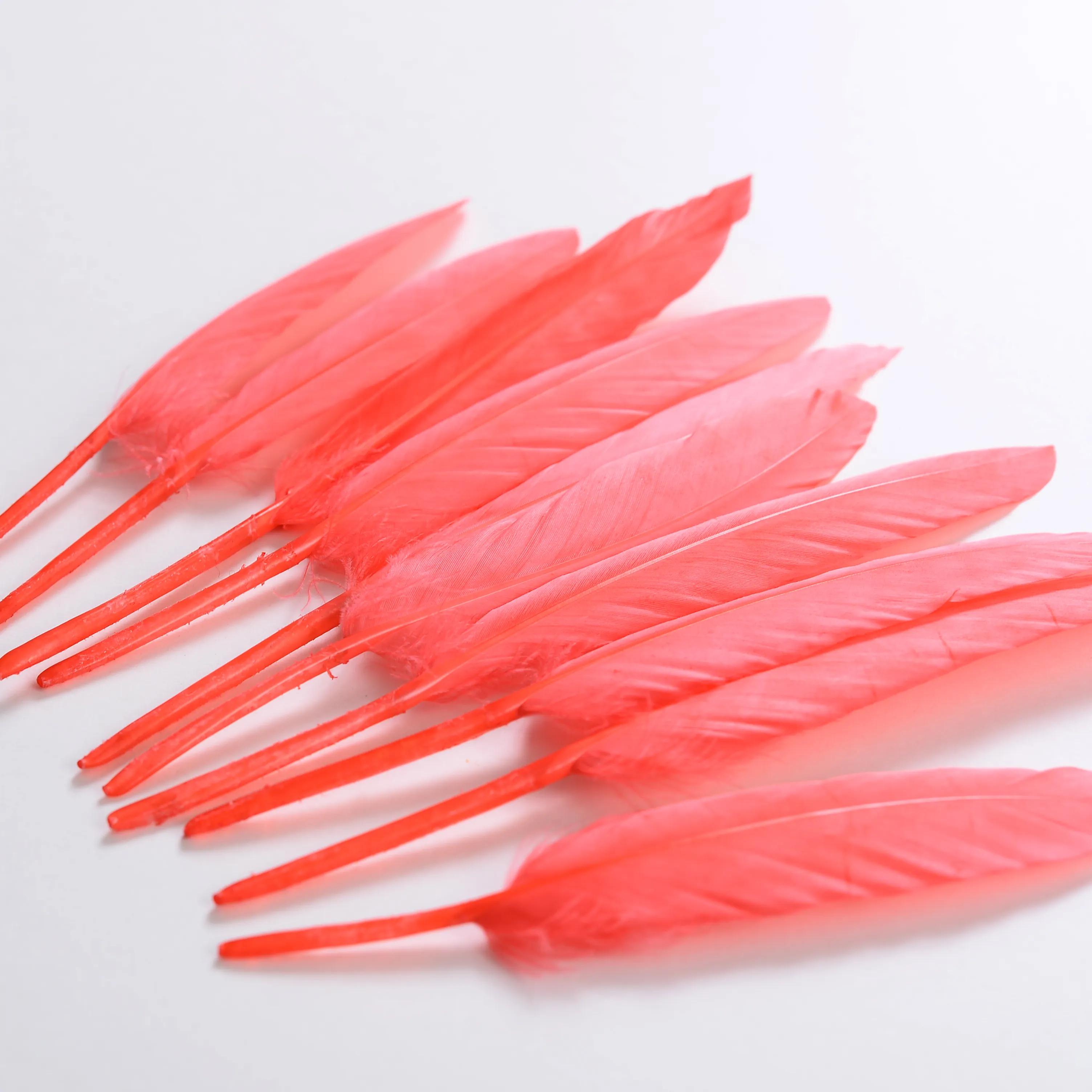 4-6 Inch 10-15 cm 12pcs per pack Wholesale DIY tip gold Tipped Goose Feathers With Crimp hat for gifts package