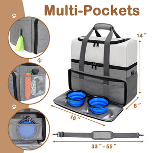 Bolsa de Viaje para Mascotas de Doble Capa para <span class=keywords><strong>Perros</strong></span> <span class=keywords><strong>con</strong></span> 2 Contenedores de Comida Extra Grandes, Organizador de Bolsillos Múltiples para Organizar Artículos para <span class=keywords><strong>Perros</strong></span> - Product Image 5