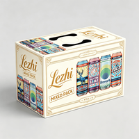 Boîte cadeau en carton personnalisée pour boissons énergisantes et bière, support pour 4 packs avec gaufrage, emballage recyclable