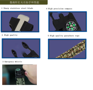 4 1 braccialetto di sopravvivenza di emergenza per gli uomini di salvataggio all'aperto paracadute cordino da polso fischietto Paracord fuoco pietra focaia - Product Image 4