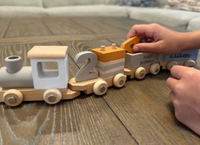 Train en blocs de bois personnalisé, jouet pour enfants, cadeau d'anniversaire pour enfants