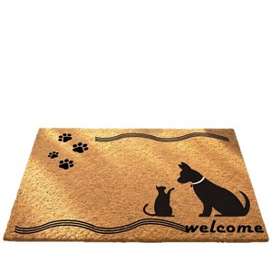 Tapis d'entrée Vast Ocean Welcome, imitation fibre de coco, antidérapant, pour intérieur, avec motif de chat mignon - Product Image 5