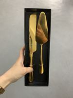 Ensemble de serveur d'anniversaire en acier inoxydable, couteau à gâteau et serveur avec boîte-cadeau