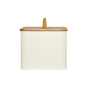 Boîte de rangement pour croquettes de chat en fer galvanisé personnalisé Boîte en métal avec couvercle en bois pour friandises pour chiens Boîte en métal avec couvercle rectangulaire en bambou pour aliments pour animaux domestiques - Product Image 5