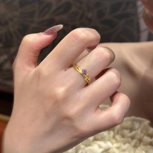 Bague pour femme en argent pur S925, design unique, avec incrustation de diamant violet taillé en croix, étoile et piste, de la collection Dreamy Candy Planet - Product Image 5