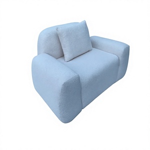 Fauteuil moderne semi-circulaire trois places en tissu bouclé avec dossier rembourré et accoudoirs rembourrés pour salon, appartement, hôtel - Product Image 2