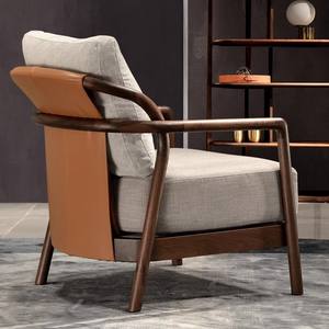 Silla <span class=keywords><strong>de</strong></span> sofá individual <span class=keywords><strong>de</strong></span> nogal negro norteamericano <span class=keywords><strong>de</strong></span> ocio <span class=keywords><strong>de</strong></span> madera maciza minimalista italiana - Product Image 3