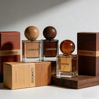 Botol Parfum Kaca Persegi Laris Manis dengan Tutup Kayu 50ml 100ml Botol Semprot Parfum Bening/Buram untuk Kemasan Kosmetik