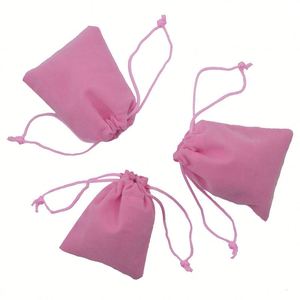 ถุงกำมะหยี่สีชมพูขนาด 7*9 ซม. พร้อมเชือกผูก สำหรับใส่เครื่องประดับและของขวัญ ปรับแต่งโลโก้ได้ เหมาะสำหรับบรรจุภัณฑ์เครื่องสำอาง - Product Image 1