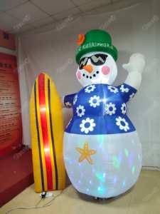 Muñeco de nieve inflable de Navidad <span class=keywords><strong>tropical</strong></span> con esquís y luces de discoteca, decoración de fiesta temática Hawaiana para diversión de vacaciones al aire libre - Product Image 2