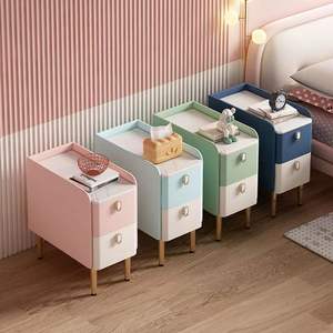 Mesita <span class=keywords><strong>de</strong></span> <span class=keywords><strong>Noche</strong></span> Infantil Pequeña, Simple y Bonita, <span class=keywords><strong>de</strong></span> Madera y Cuero, Color Rosa, Moderna, para Niños y Niñas, Venta al Por Mayor - Product Image 2