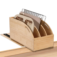 Étagères de rangement de cuisine modernes en bambou personnalisées, organisateur coulissant sur pied avec séparateurs pour plateaux, planches à découper, plaques de cuisson et casseroles