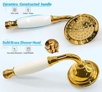 Pomme de douche à main en laiton avec tuyau de 59 cm, finition or brossé, écologique, haute pression, valve en céramique, pulvérisateur de salle de bain