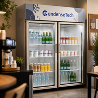 Congélateur commercial à double porte vitrée, refroidissement par air, dégivrage automatique, éclairage LED, 1000L, pour boutique de chocolat