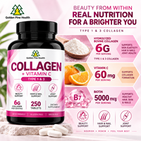 Comprimés de collagène marin hydrolysé antioxydant OEM avec vitamine C, complément oral pour la beauté, soin de la peau, des cheveux et des ongles pour adultes, 250 comprimés