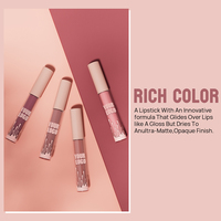 Nuevo Lápiz Labial Líquido Vegano Mate de Larga Duración, Resistente al Agua, con 4 Colores, Caja con Logotipo Personalizado, MOQ Bajo
