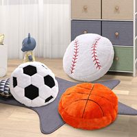 Coussin en peluche sportif best-seller avec motifs de football, baseball, volleyball – Style hiver, rembourrage en coton PP