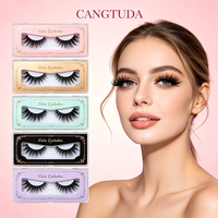 Faux cils en vison avec logo personnalisé, 1 paire, naturels, longs, volumineux, effet wispy, vente en gros, emballage individuel, extension de cils pour maquillage