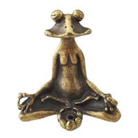 Statue de grenouille en laiton antique, créative, en métal, support pour bâtonnets d'encens, artisanat 3D, collection, décoration d'intérieur en métal moulé