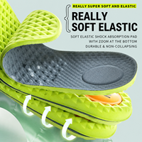 Semelles intérieures sport améliorées en PU avec coussin de talon à zoom, souples, élastiques, pliables, désodorisantes à l'armoise, respirantes et massage 4D par points