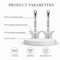Boucles d'oreilles pendantes en argent sterling 925 personnalisées avec moissanite en forme de papillon pour les marques de bijoux